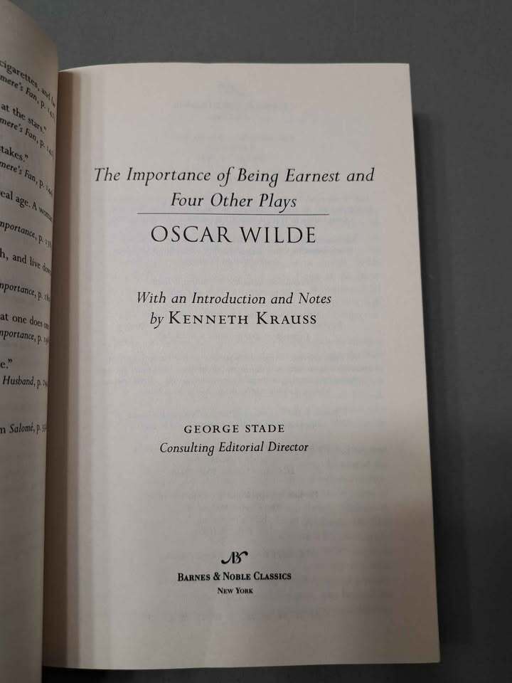 The Importance of Being Earnest and Four Other Plays - Oscar Wilde (Barnes & Noble Classics series)