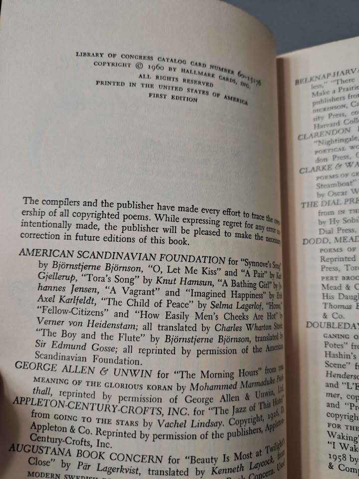 Vintage 1960 Poetry for Pleasure. The Hallmark Book of Poetry