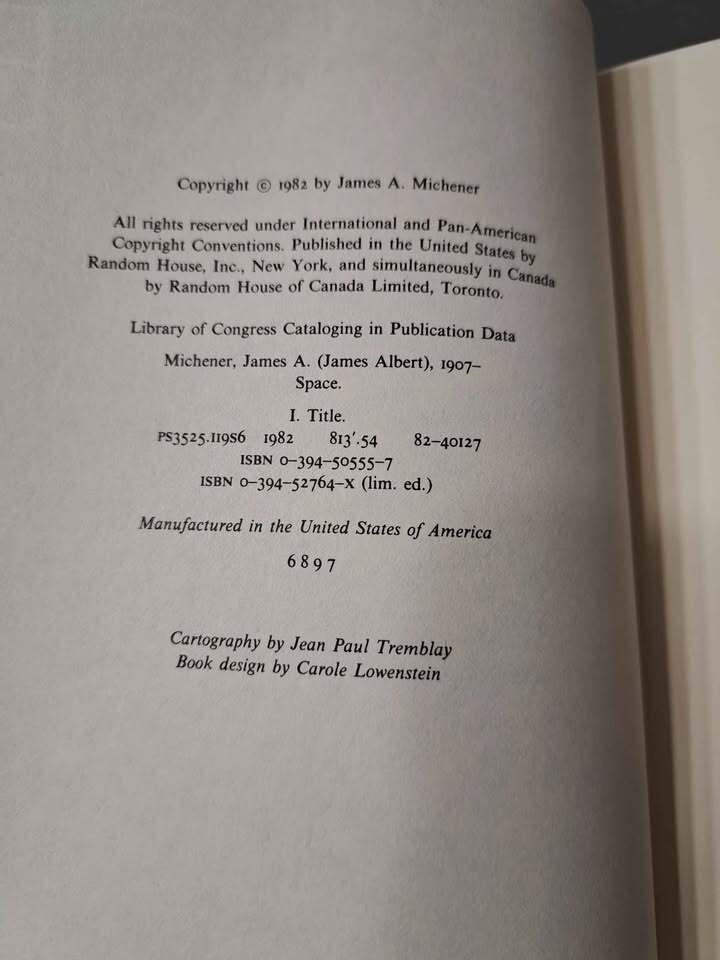 Vintage 1982 Space by James Michener / hardcover