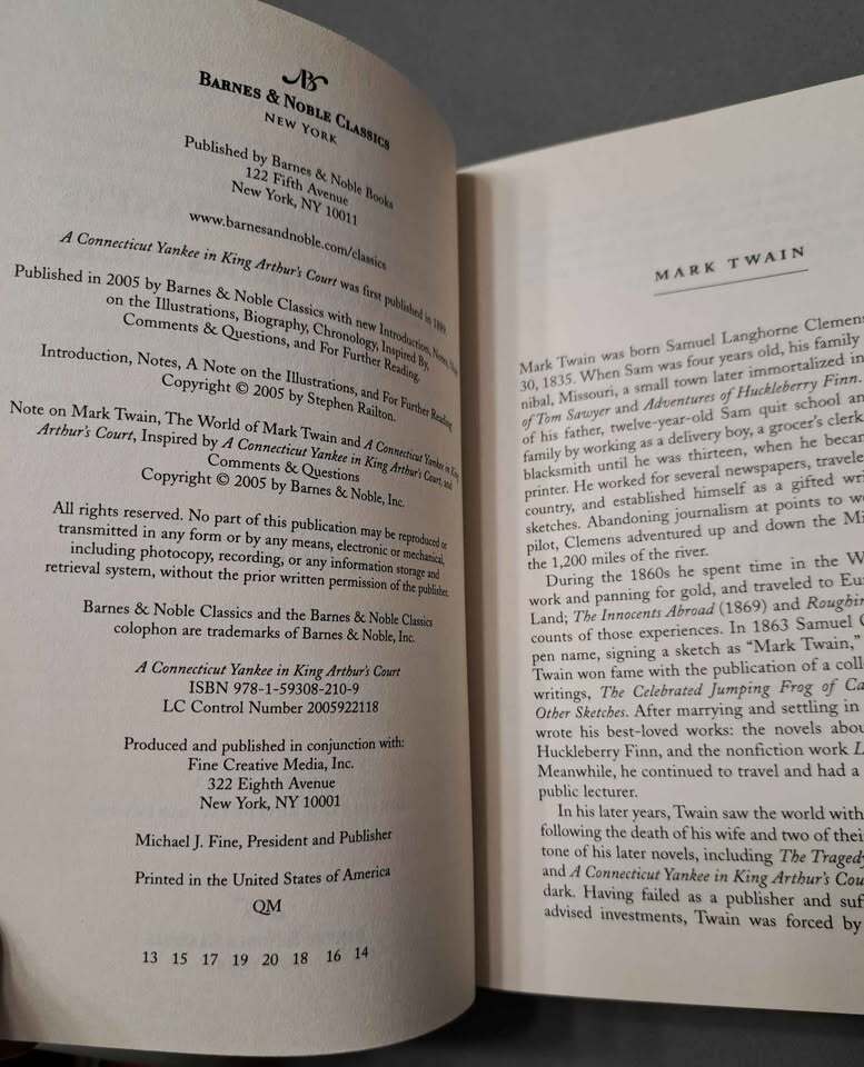 A Connecticut Yankee in King Arthur's Court - Mark Twain (Barnes & Noble Classics series)