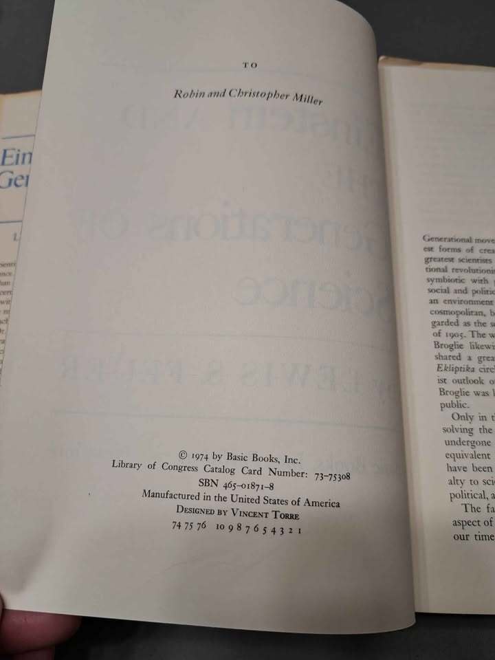 Vintage 1974 Einstein and the Generations of Science
