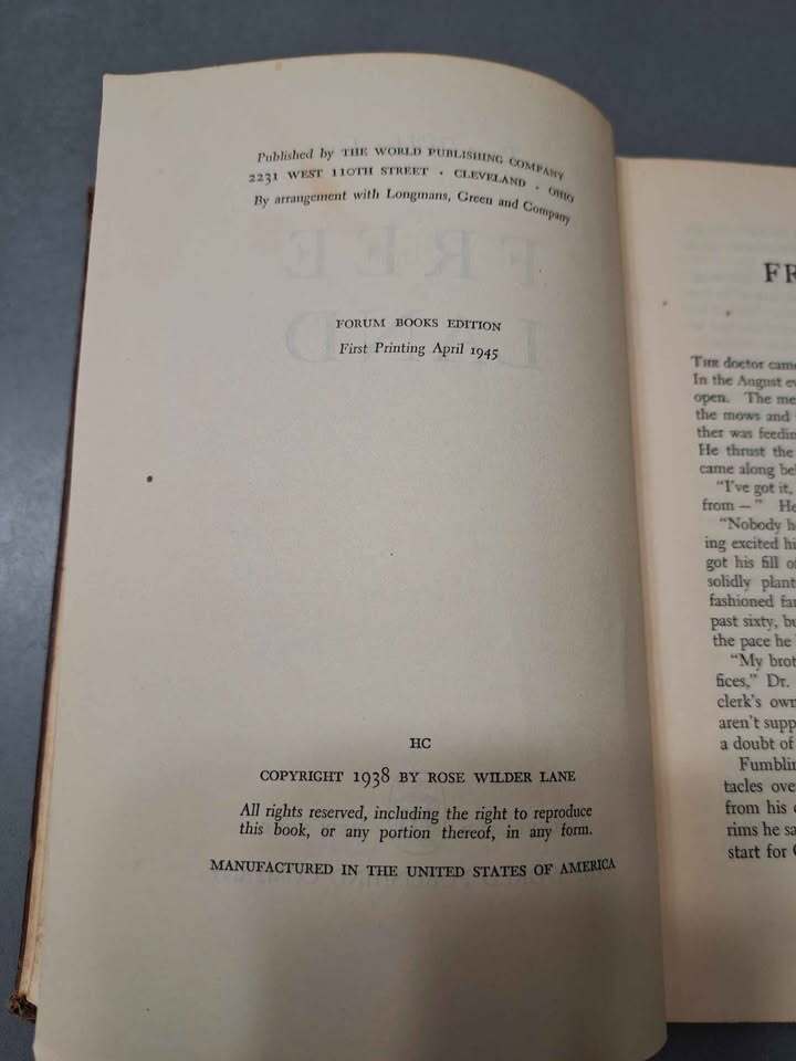 Vintage 1938 Free Land by Rose Wilder Lane